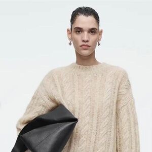 Cos Mohair cable knit sweater color tan